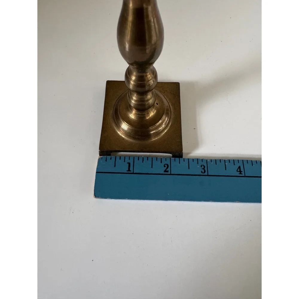 Vintage Price Products Solid Brass Candlestick Holder Square Footed Base 6.75in